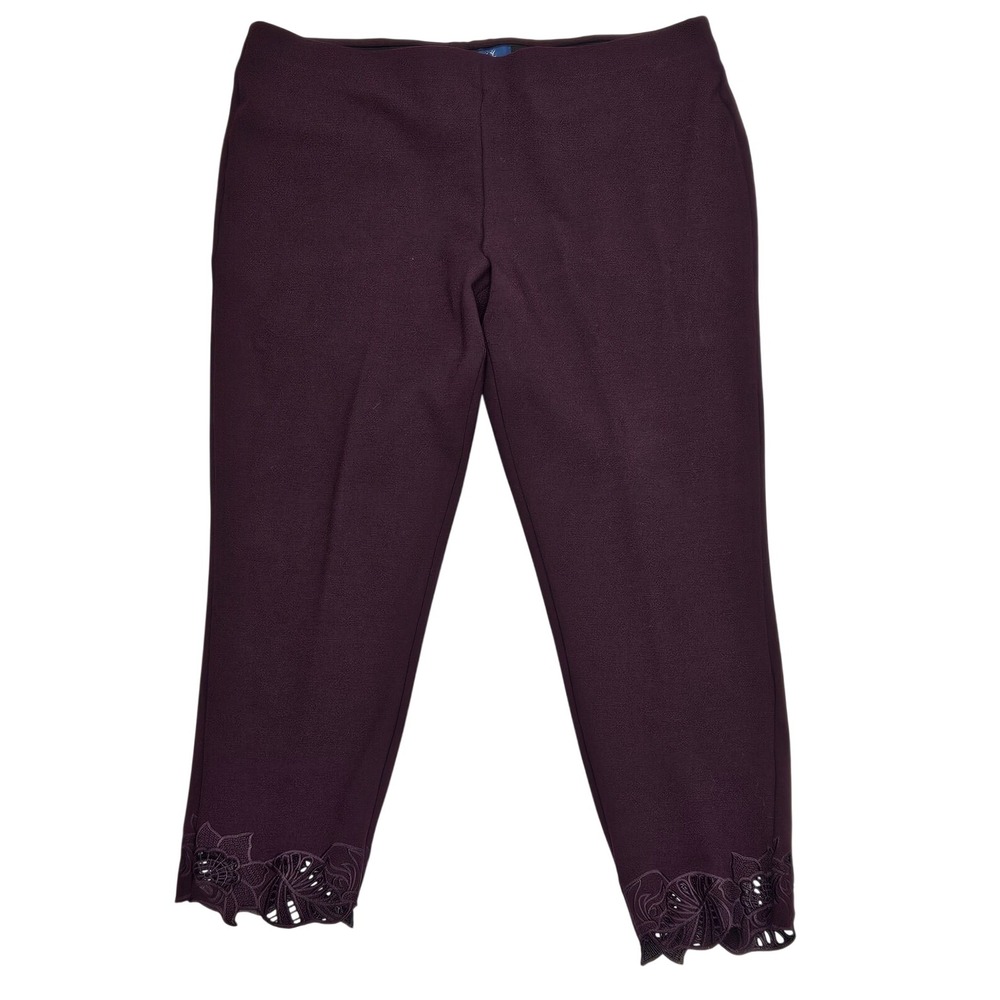 Kelly by Clinton Kelly Plum Ponte Pull-On‎ Ankle Pants In Sz Large